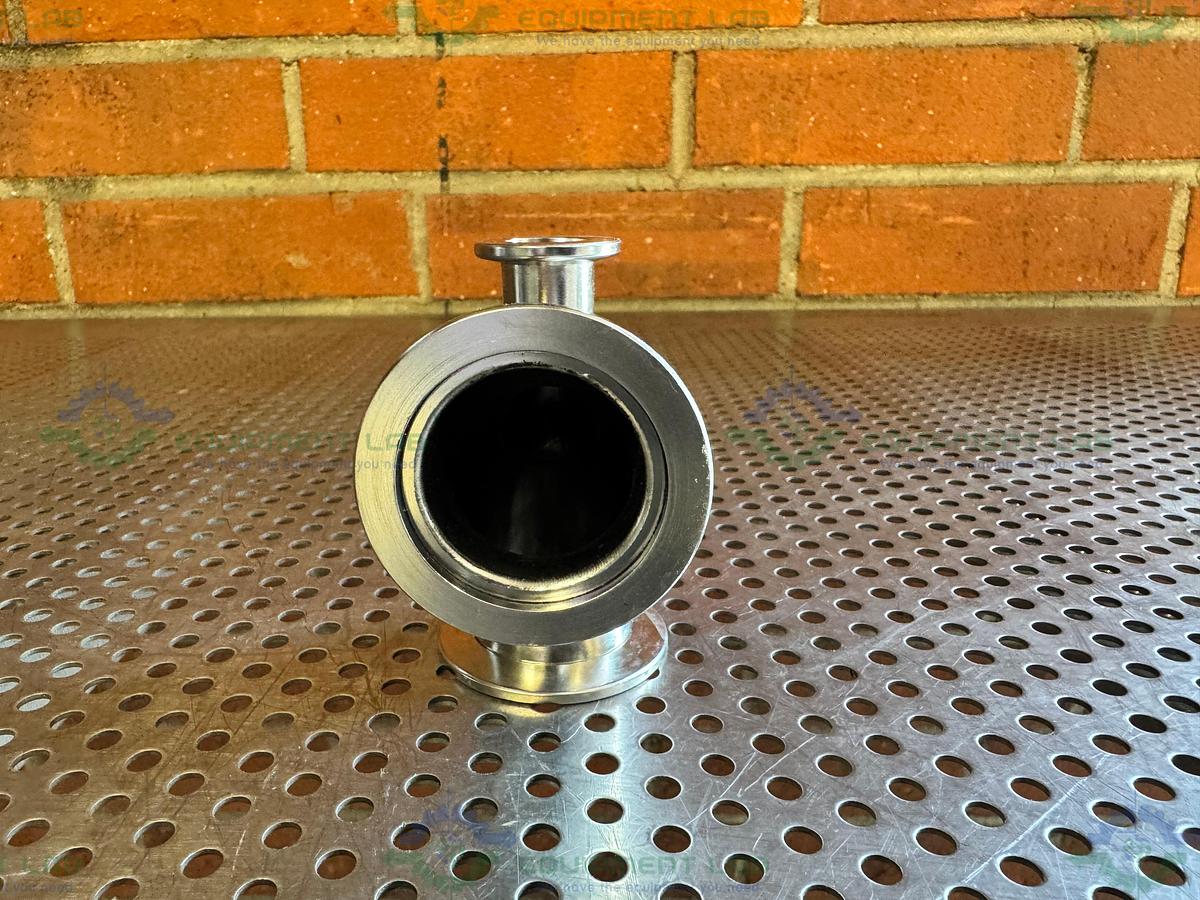 Used Stainless Steel 3 way 90 Degree KF 40 to KF 16/10 Elbow Nipple Vacuum Fitting