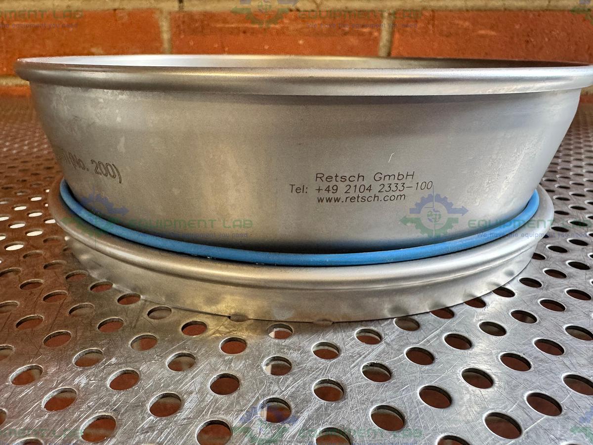 Used Retsch Sieve Frame and Screen, 8" Diameter x 2" Deep, 75 um Mesh Size