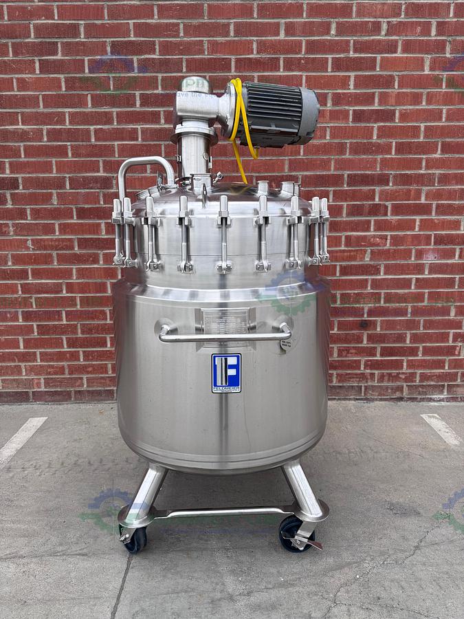 Used Feldmeier 400 Liter Stainless Steel Jacketed Reactor 100 PSI/FV w/ 3 HP Motor