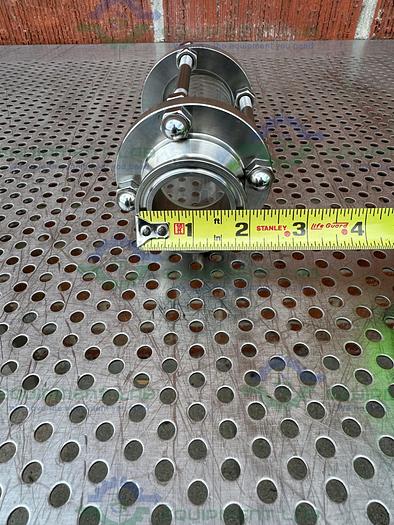 Used 316L  Stainless Steel Single Wall  In Line Sight Glass w/ 1 1/2" Sanitary Fitting