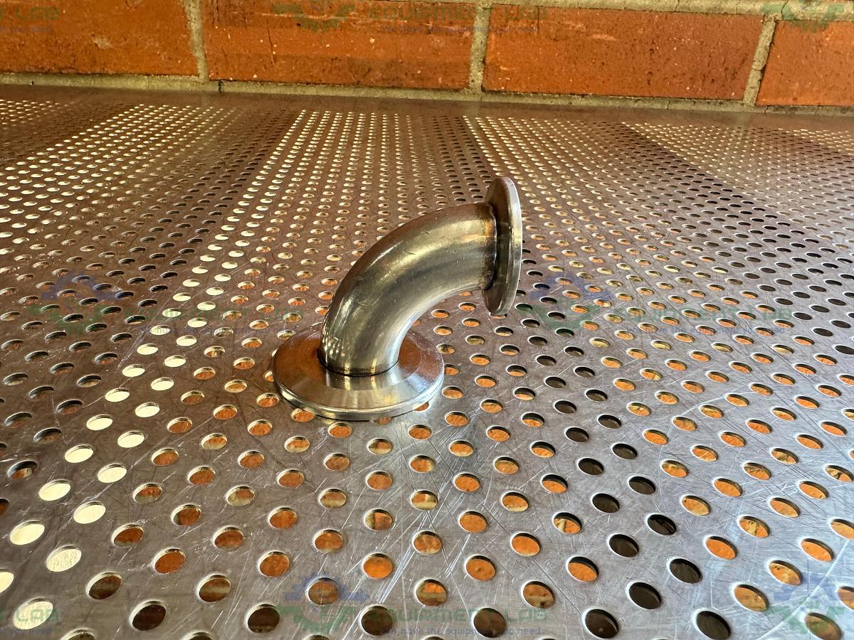 Used Stainless Steel 90 Degree KF 40 to KF 25 Elbow Nipple Vacuum Fitting