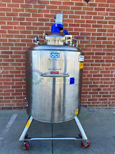 Used DCI 800 Liter Stainless Steel Jacketed Reactor 45 PSI w/ 0.5 HP Mixer