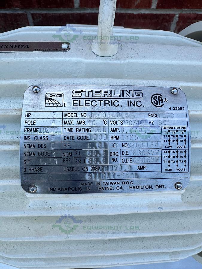 Alfa Laval SRU3/038/HS Rotary Lobe Pump w/ Sterling 3 HP Motor