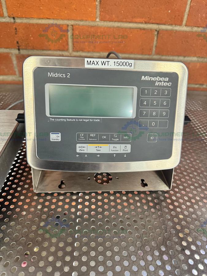 Used Minebea Intec CAPS1U-20CC-LU Stainless Steel Scale 10x10 w/ MIS2UR-V2, 30 LBS