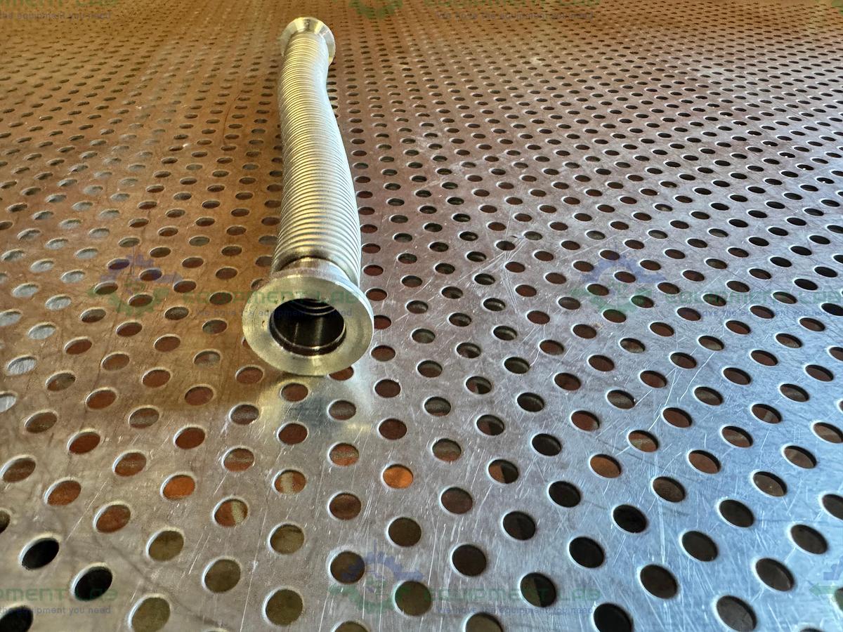 Used Stainless Steel Bellows Flexible Vacuum Hose 10" w/ KF 16/10 Fitting