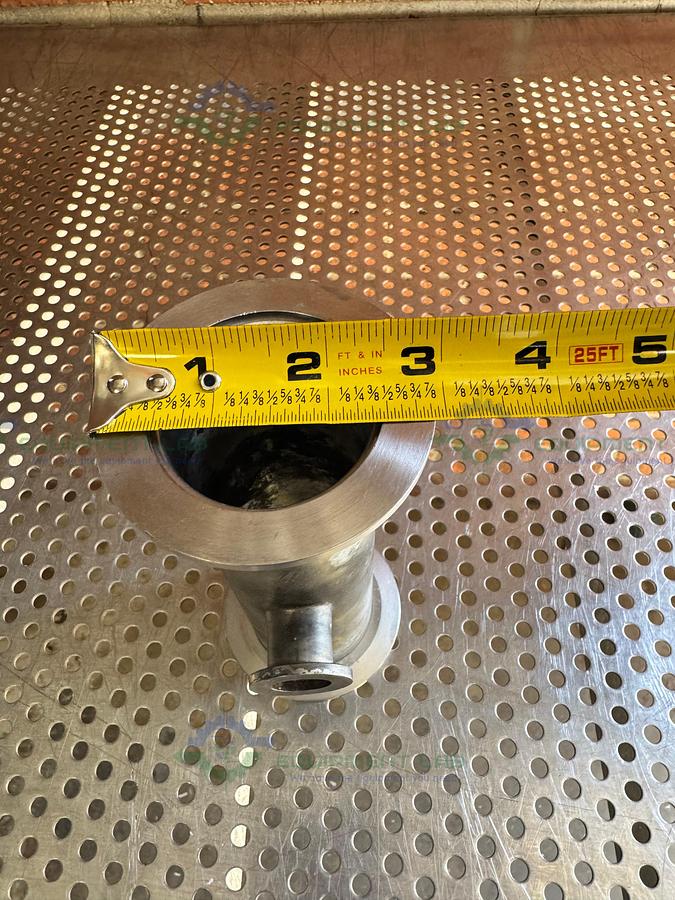 Used 3 Way Stainless Steel KF 50 to KF 16/10 Elbow Nipple Vacuum Fitting