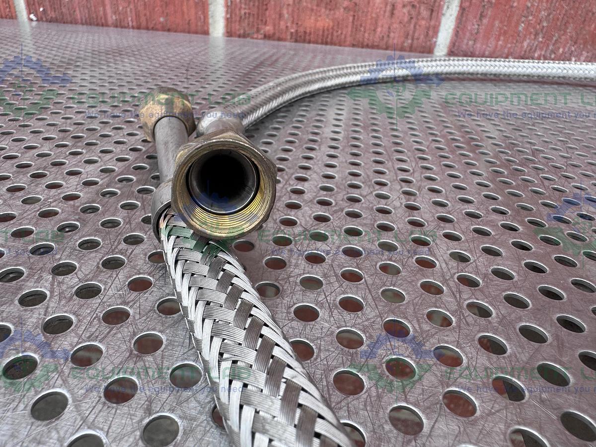 Used Unbranded Stainless Steel Braided Hose 72" w/ 1" Female Threaded Fitting