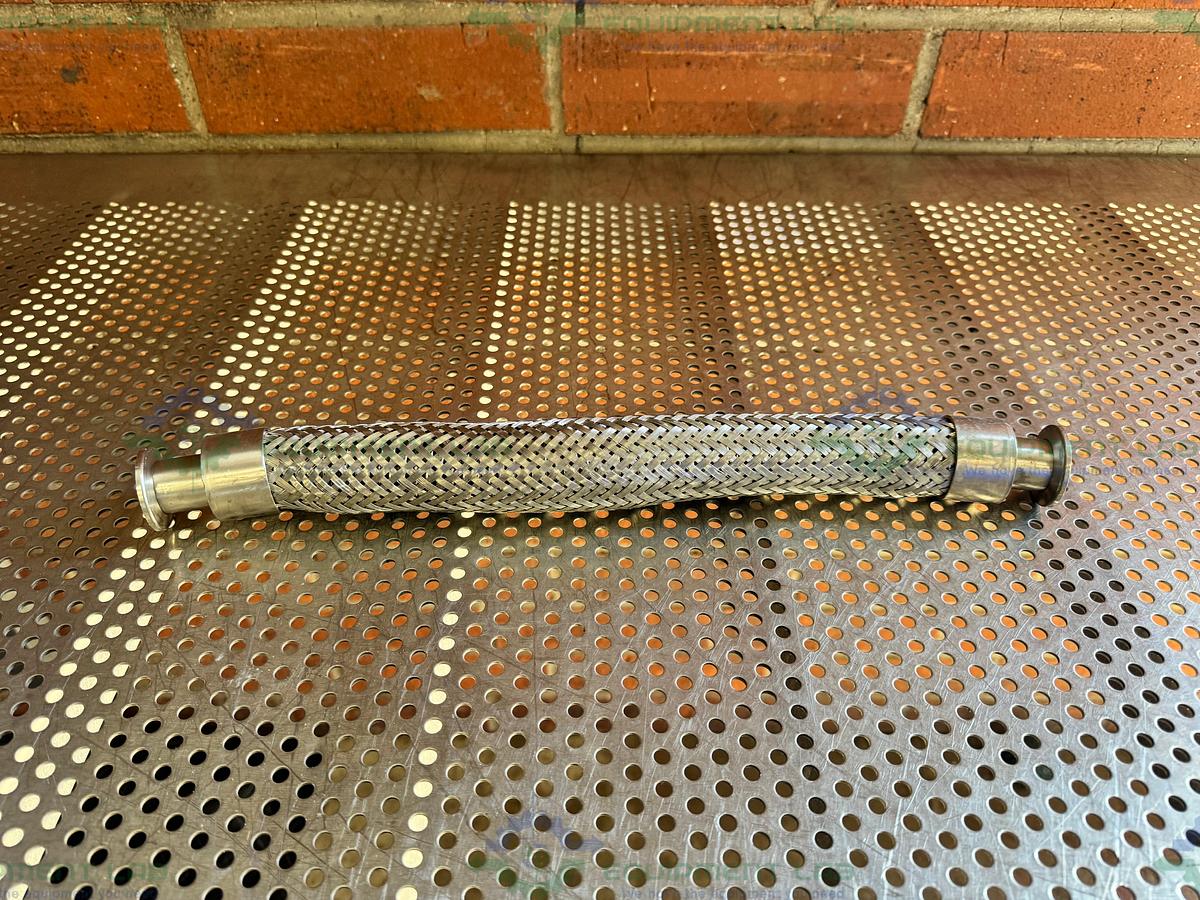 Used Stainless Steel Braided Flexible Vacuum Hose 17" w/ KF 25 Fitting