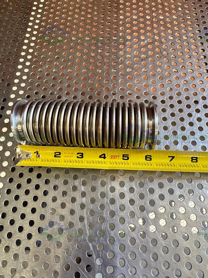 Used Stainless Steel Bellows Flexible Vacuum Hose 6" w/ KF 40 Fitting