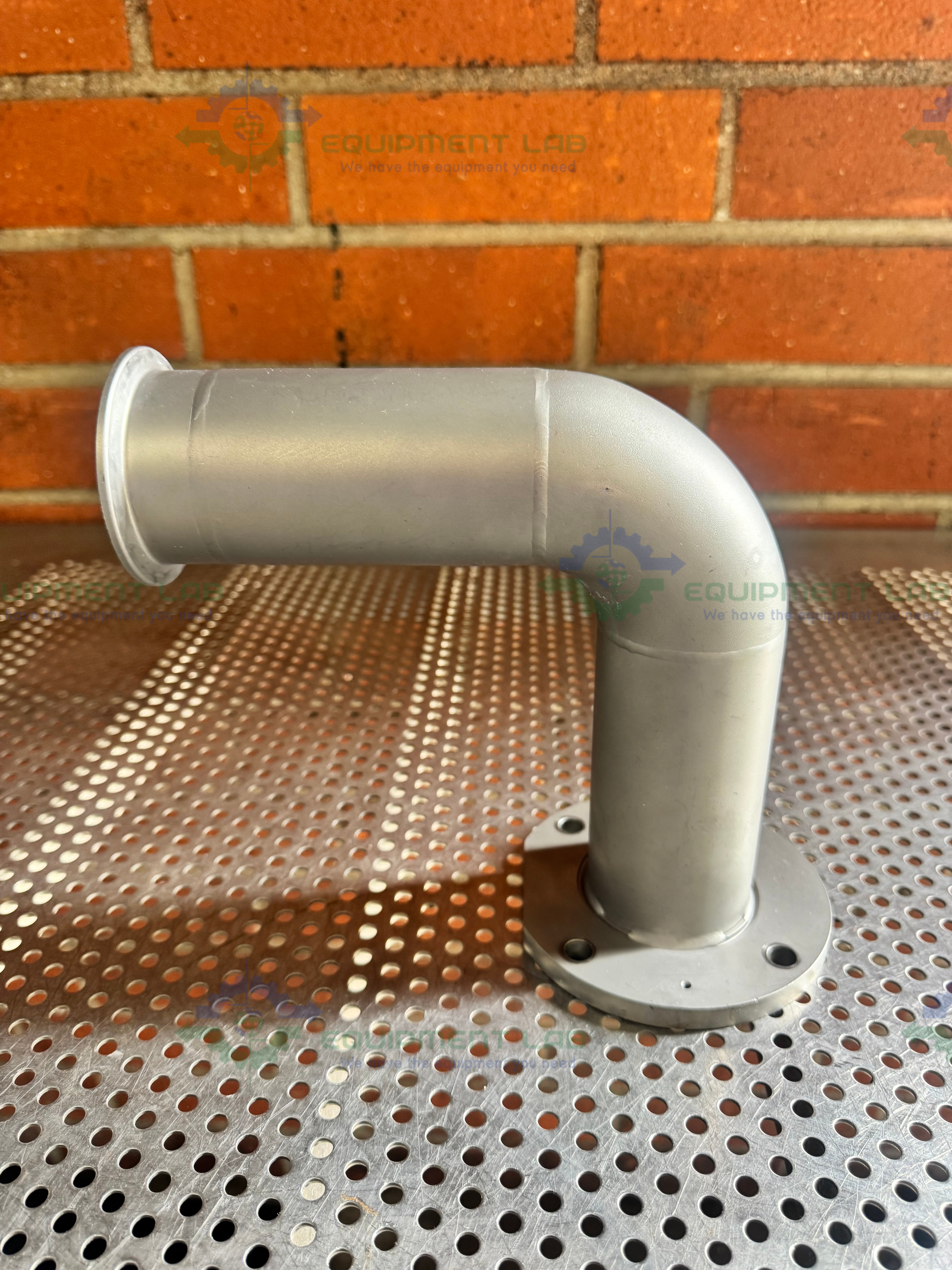 Used Stainless Steel 90 Degree Elbow Nipple Vacuum Fitting w/ KF 40 to Flange Fitting