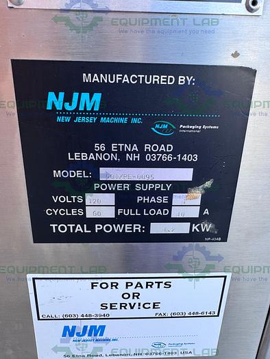 Used New Jersey Machine 401XRE -0095 Pallet Labeler 120V, 60 Cycles, 1.2 kW