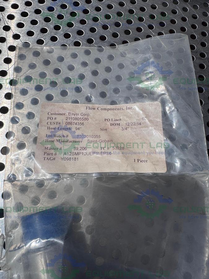 Used Saint Gobain 94" Silicone Hose w/ 3/4" to 1 1/2 Sanitary Fitting