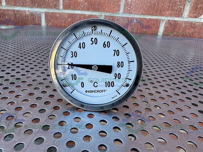 Used Ashcroft Temperature Gauge 100 °C  w/ 2 1/2" Temperature Sensor