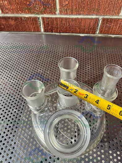 Used Chemglass  CG-1946-50 Reaction Vessel 5 Neck Lid 200MM, 45/50 Joints w/ Adapter