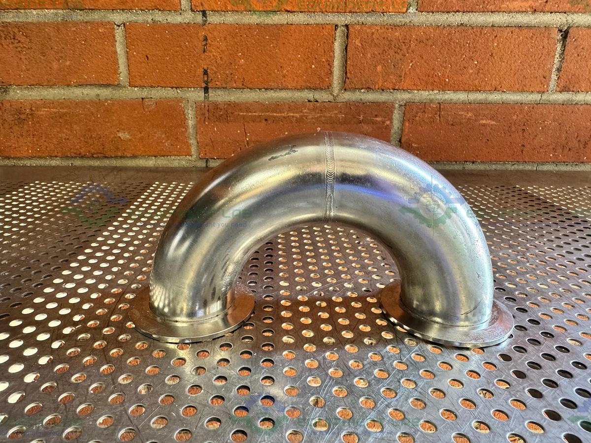 Used Stainless Steel 180 Degree U Bend Vacuum Tube Elbow w/ KF50 Fitting