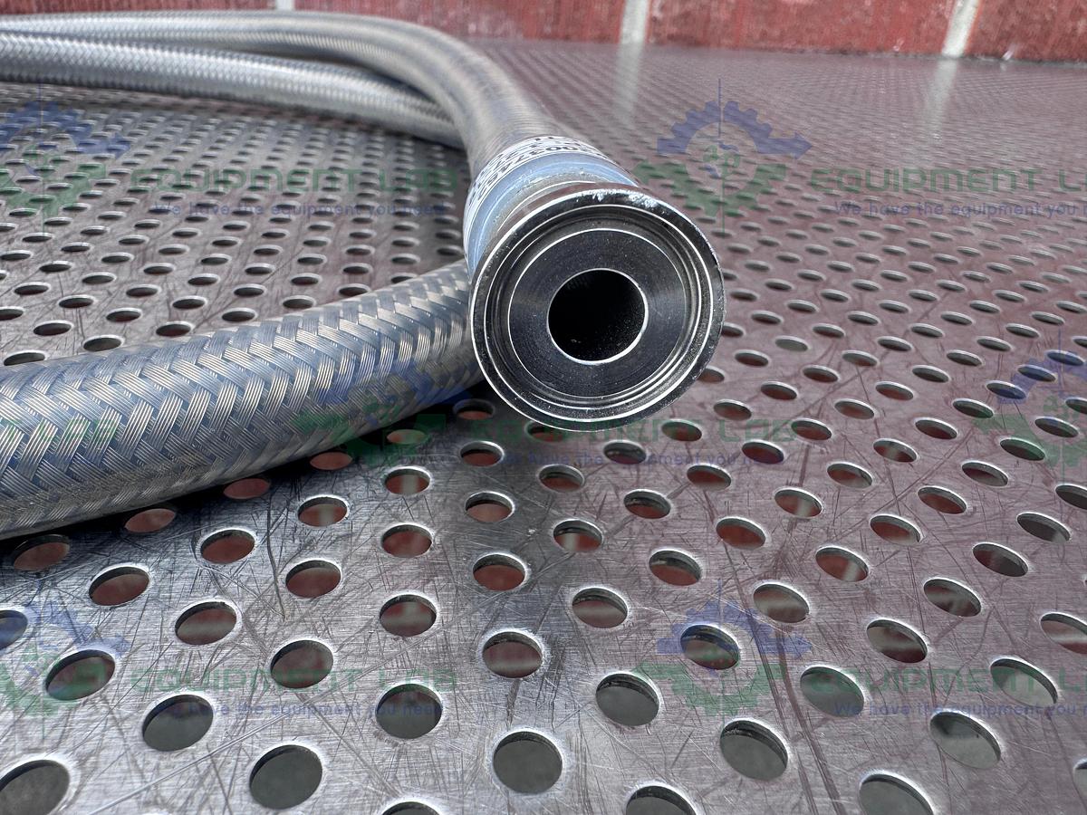 Used Sani-Tech West 72" Stainless Steel Flexible Braided Hose 1/2" Sanitary Fitting