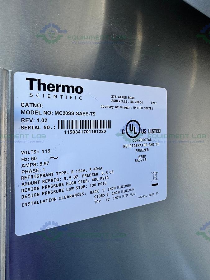 Thermo MC20SS-SAEE-TS Combination Refrigerator and Freezer -20°C,  20 Cu, Ft