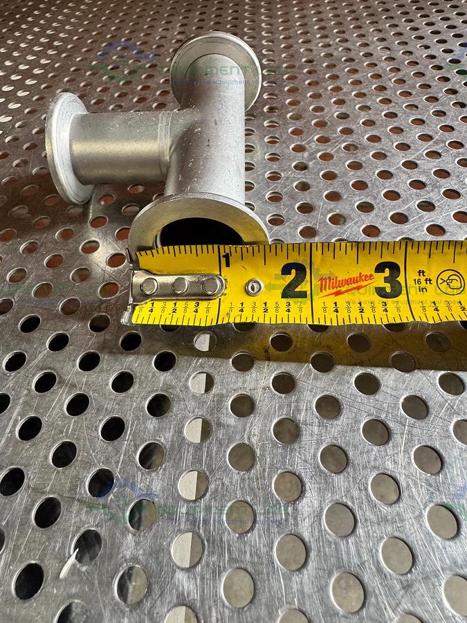Used Stainless Steel 3 way Tee Nipple Vacuum Fitting w/ KF 25 Fitting
