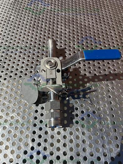 Used PBM  SIC-D6F-G-CG166L Stainless Steel Ball Valve w/ 1" Sanitary To Straight Tube