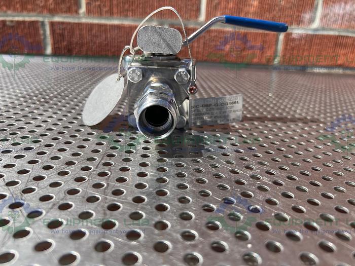 Used PBM  SIC-D6F-G-CG166L Stainless Steel Ball Valve w/ 1" Sanitary To Straight Tube