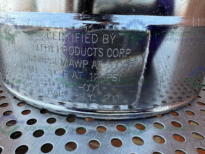 Used Alloy Products 15 Liter Stainless Steel Vessel 125 PSI w/ 4.5" Opening