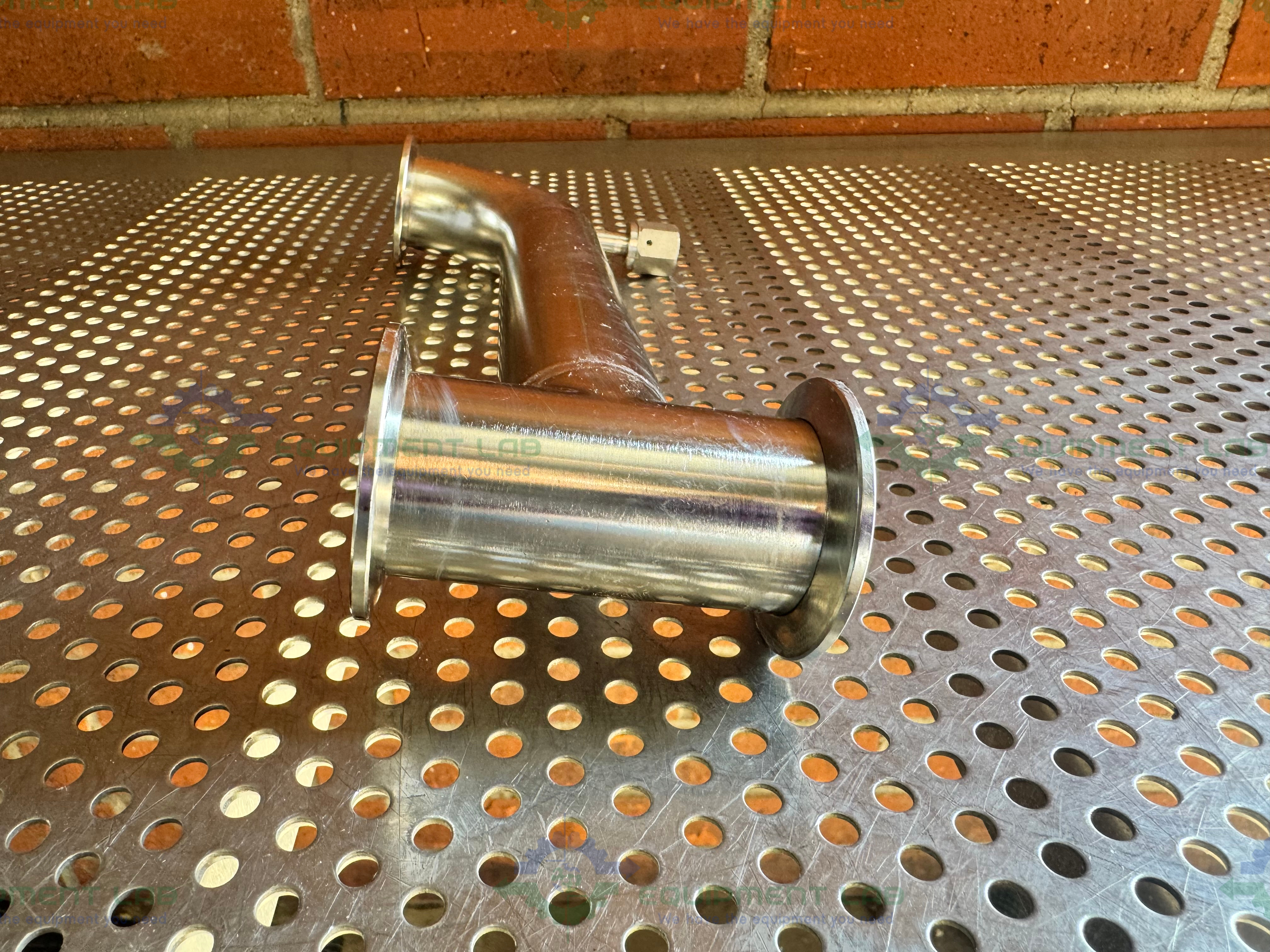 Used Stainless Steel 3 Way Process Vacuum Pipe w/ KF 40 to 1/2" NPT Fitting
