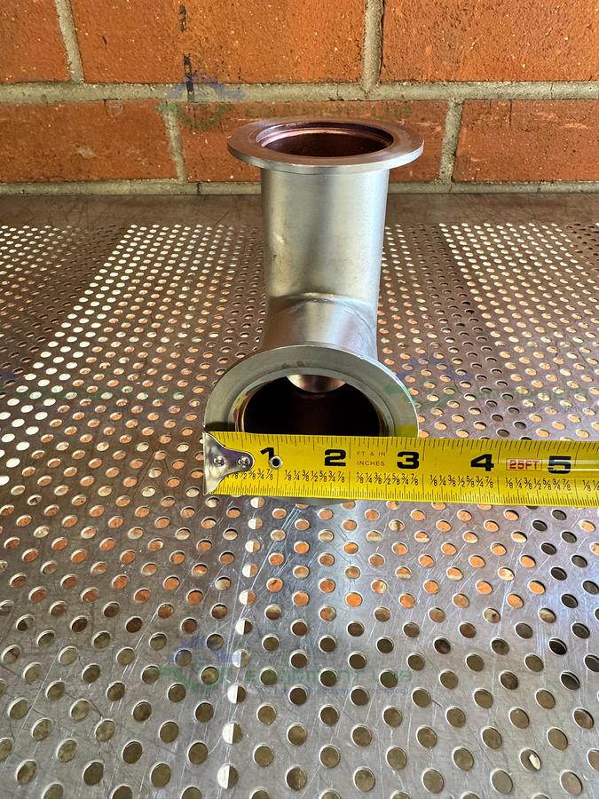 Used 3 Way Stainless Steel KF 50 Elbow Nipple Vacuum Fitting