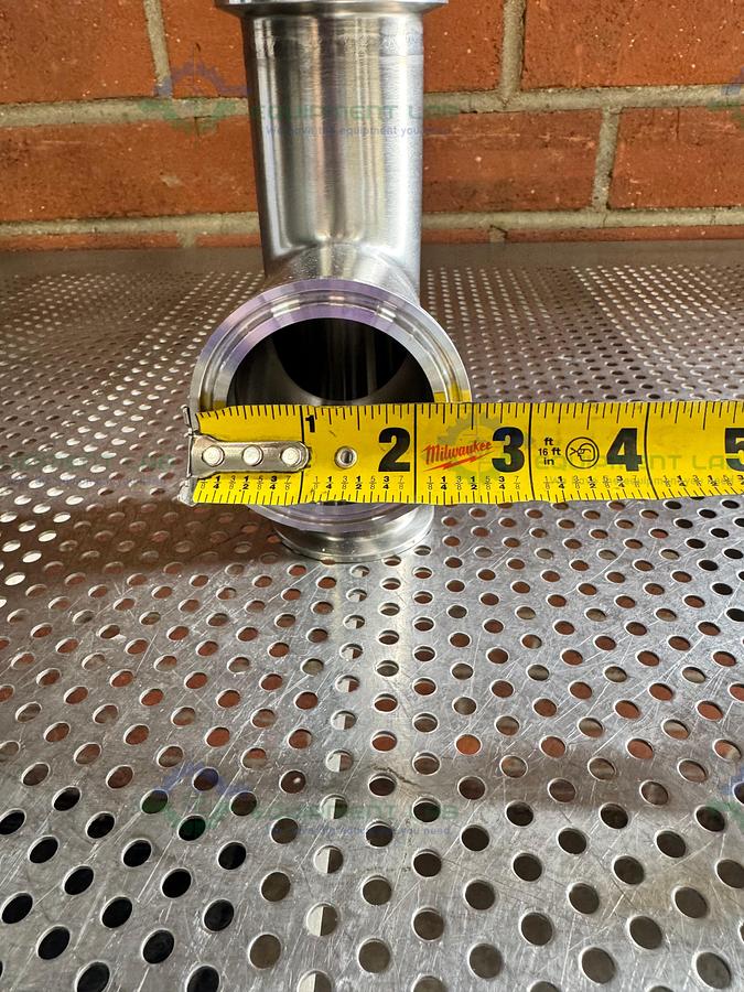 Used Stainless Steel 3 way Tee Fitting w/ 2" Sanitary Fitting