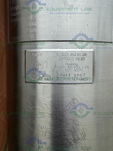 Used 2 Allegheny Stainless Steel Stack Disk Filter Housing 150 FV/PSIG on Casters