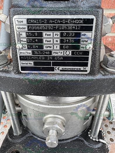 Used Grundfos CRN15-2 A-CA-G-E-HQQE Vertical Centrifugal Pump w/ 1/3 HP Motor