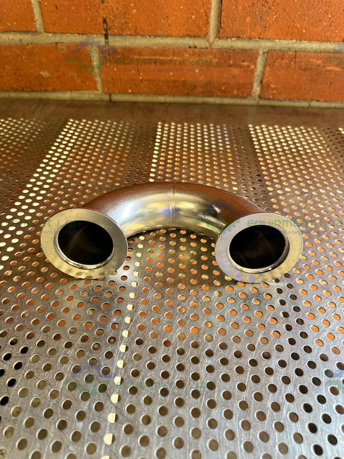 Used Stainless Steel 180 Degree U Bend Vacuum Tube Elbow w/ KF50 Fitting