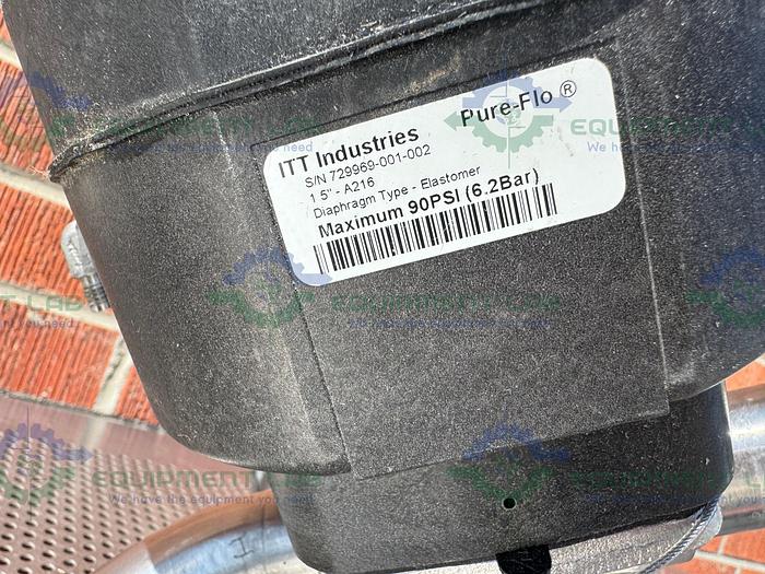 Used 4 ITT Pure-Flo Stainless Steel Diaphragm Valves w/ 1.5" to 1/2" Sanitary Fitting