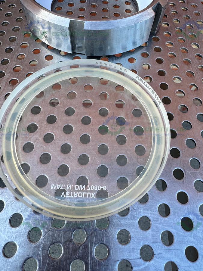 Used Vetrolux DIN 7080-6 Sight Glass w/ Stainless Steel 5" OD Threaded Fitting