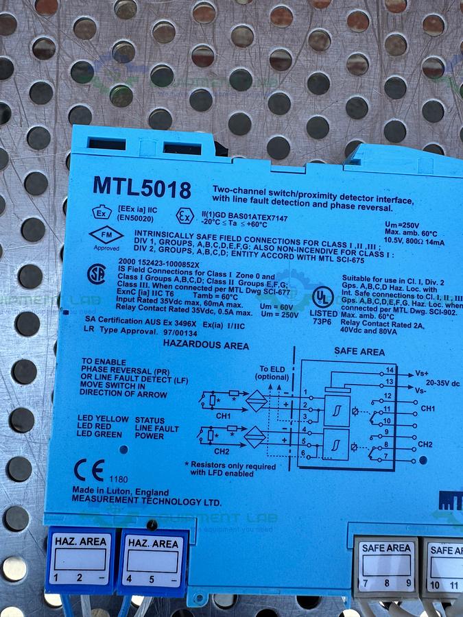 Used Measurement Technology MTL5018 Two Channel Switch Proximity Detector Interface