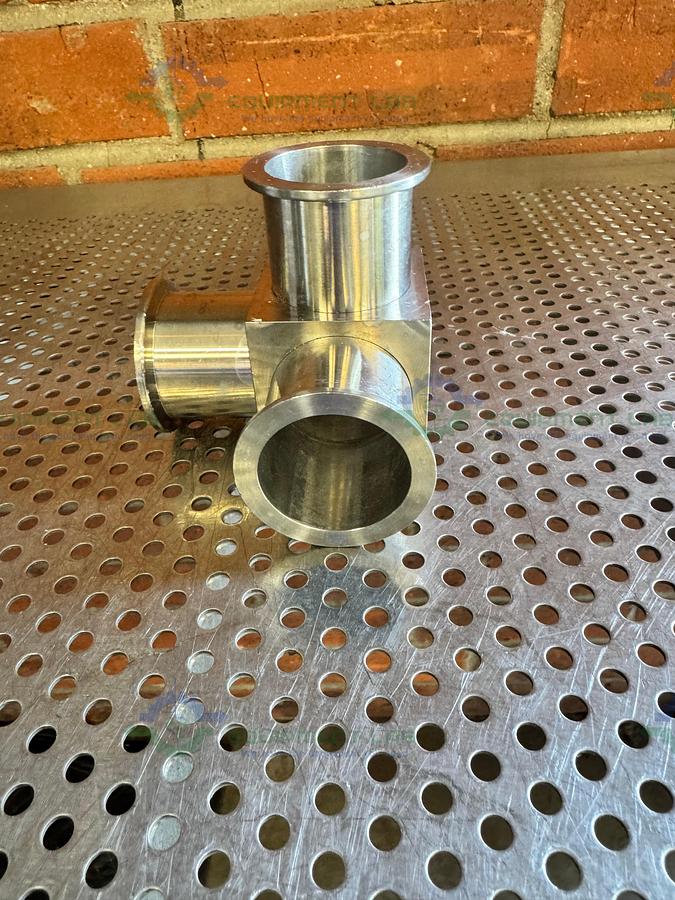 Used 3 Way Stainless Steel Vacuum Fitting w/ KF 40 Fitting