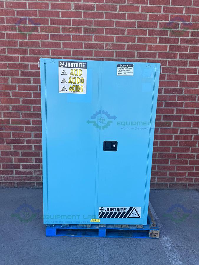 Used JustRite 45 Gallon Acid and Corrosive Storage Cabinet w/ Soft Close Doors, Key