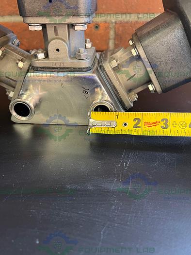 Used Lot of 3- ITT Pure Flo 9920 Diaphragm Valve w/ 4- Way 3/4" Sanitary Fittings