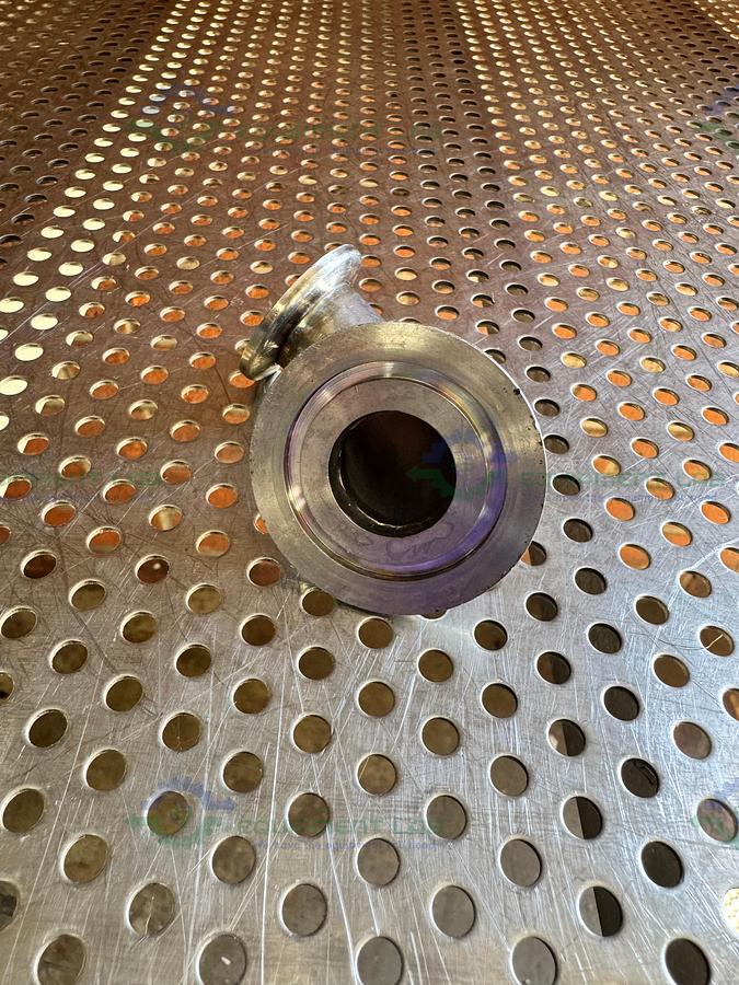 Used Stainless Steel 90 Degree KF 40 to KF 25 Elbow Nipple Vacuum Fitting