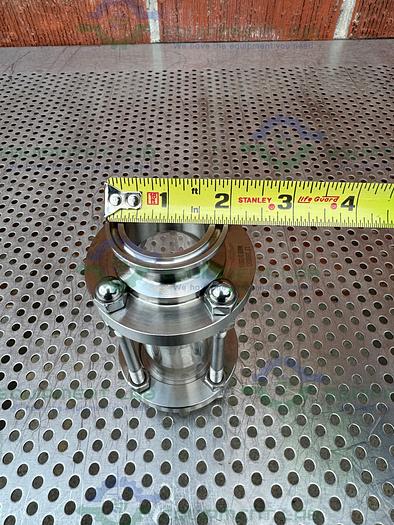 Used 316L  Stainless Steel Single Wall  In Line Sight Glass w/ 1 1/2" Sanitary Fitting