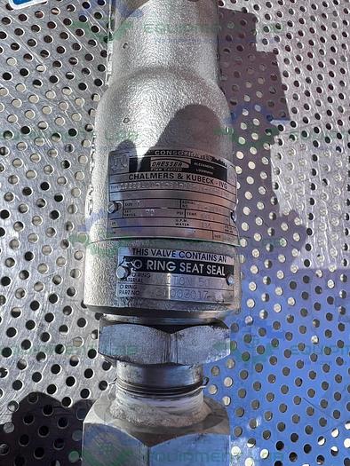 Used Chalmers & Kubeck 19226LCO Pressure Relief Valve 70 PSI, 1" Sanitary Fitting