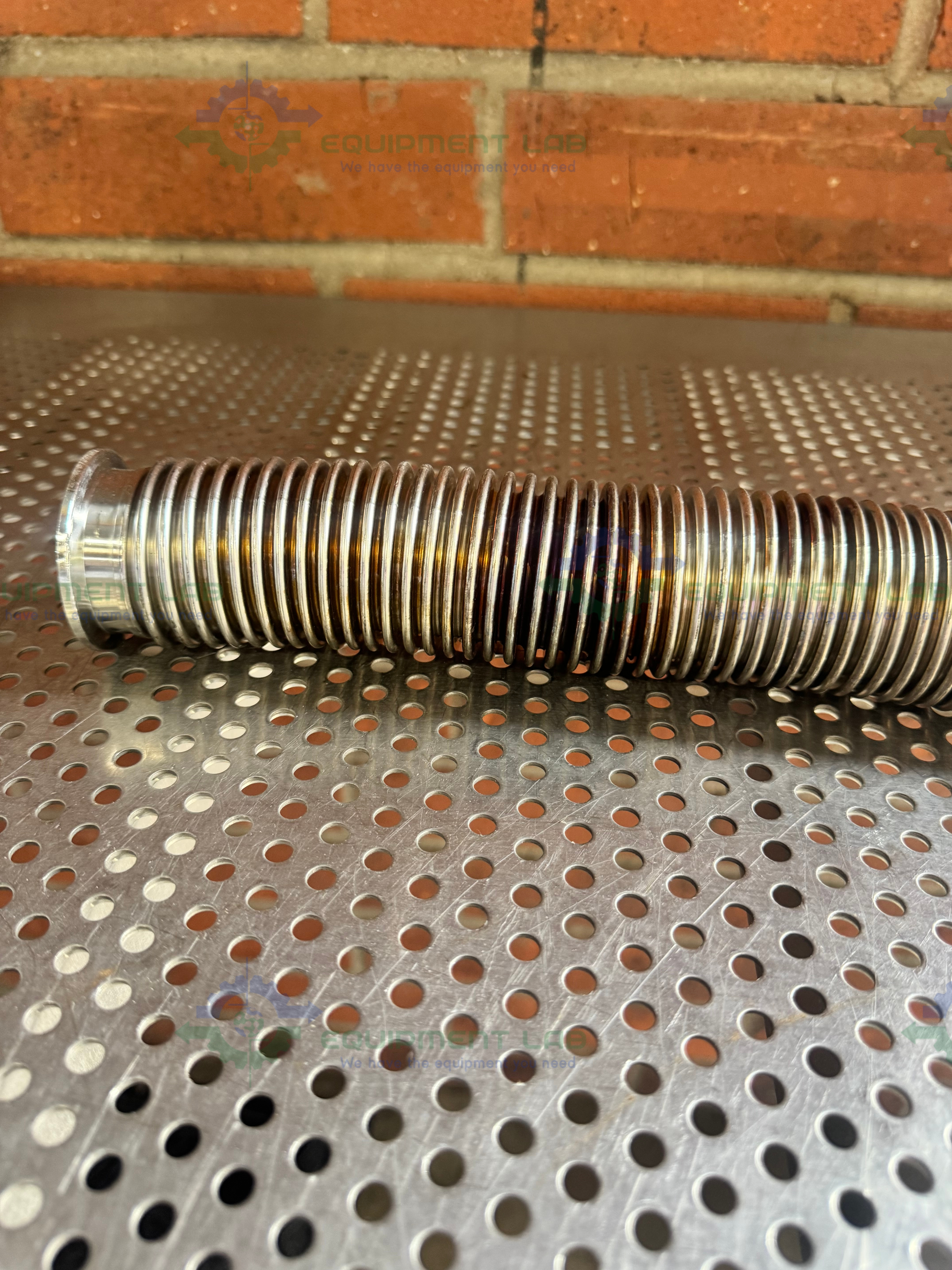 Used Stainless Steel Bellows Flexible Vacuum Hose 19" w/ KF 40 Fitting