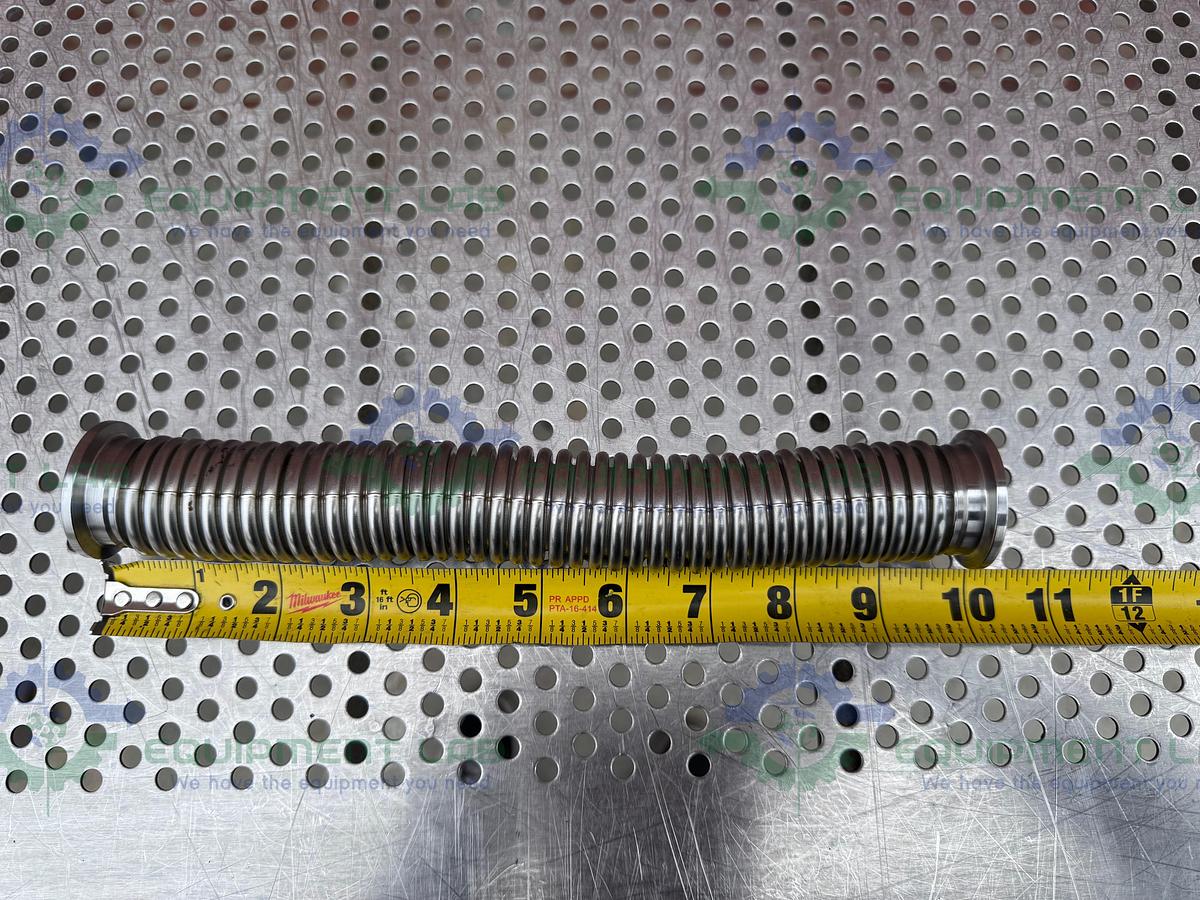 Used Stainless Steel Bellows Flexible Vacuum Hose 10" w/ KF 25 Fitting