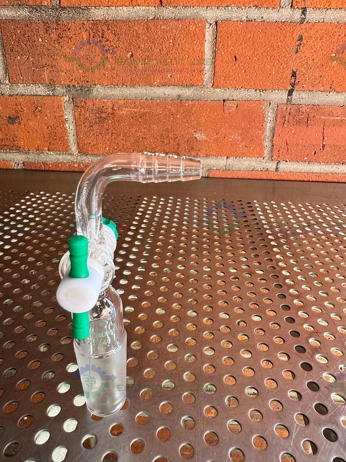 Used Chemglass Flow Control Adapter, 90 Degree, 24/40 Inner Joint, w/ PTFE StopCock
