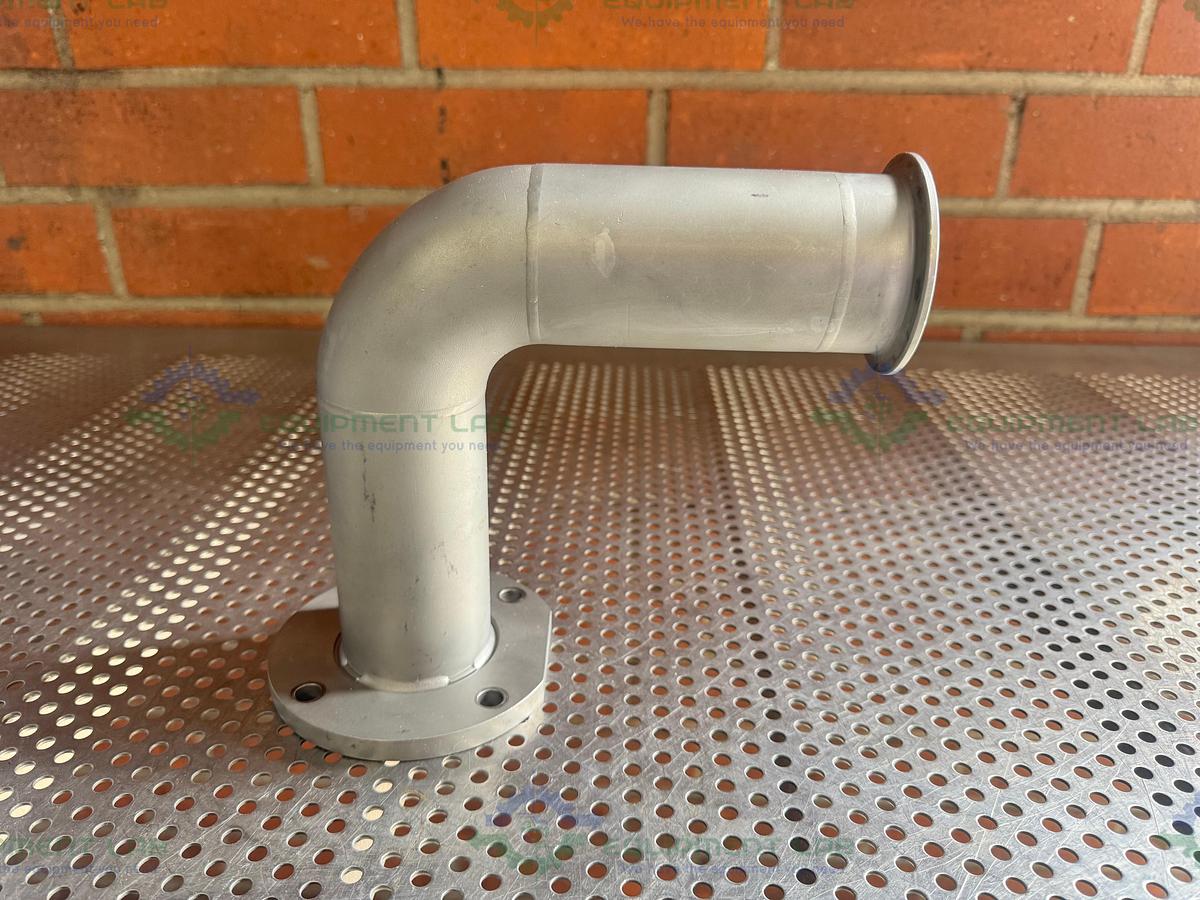 Used Stainless Steel 90 Degree Elbow Nipple Vacuum Fitting w/ KF 40 to Flange Fitting