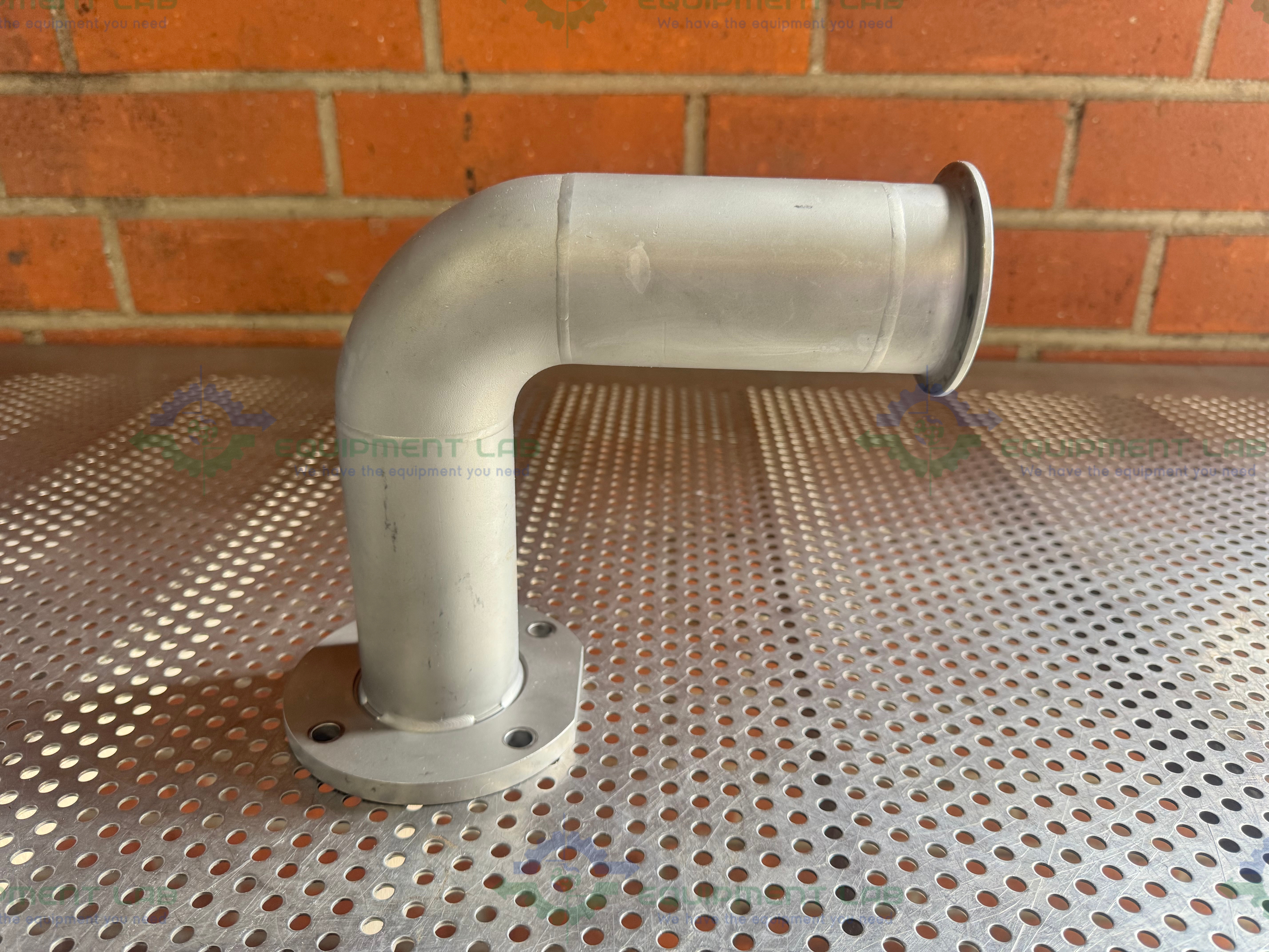 Used Stainless Steel 90 Degree Elbow Nipple Vacuum Fitting w/ KF 40 to Flange Fitting