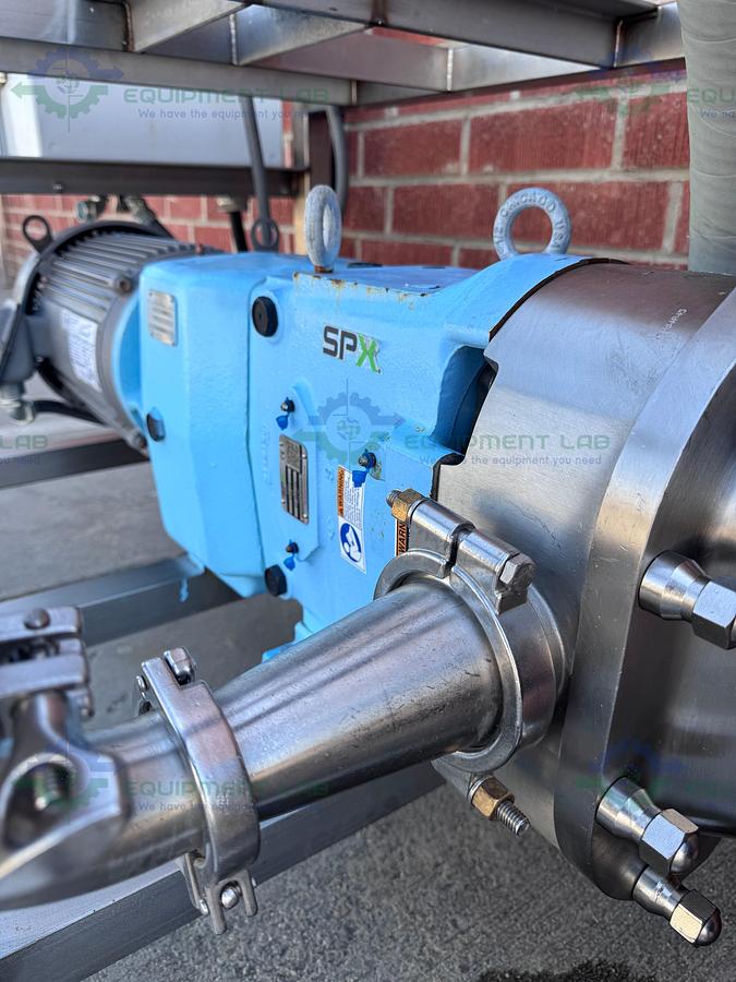Used SPX Waukesha Cherry-Burrell 130 U2 Rotary Lobe Pump MFG 2016, 3"  w/ 10 HP Motor