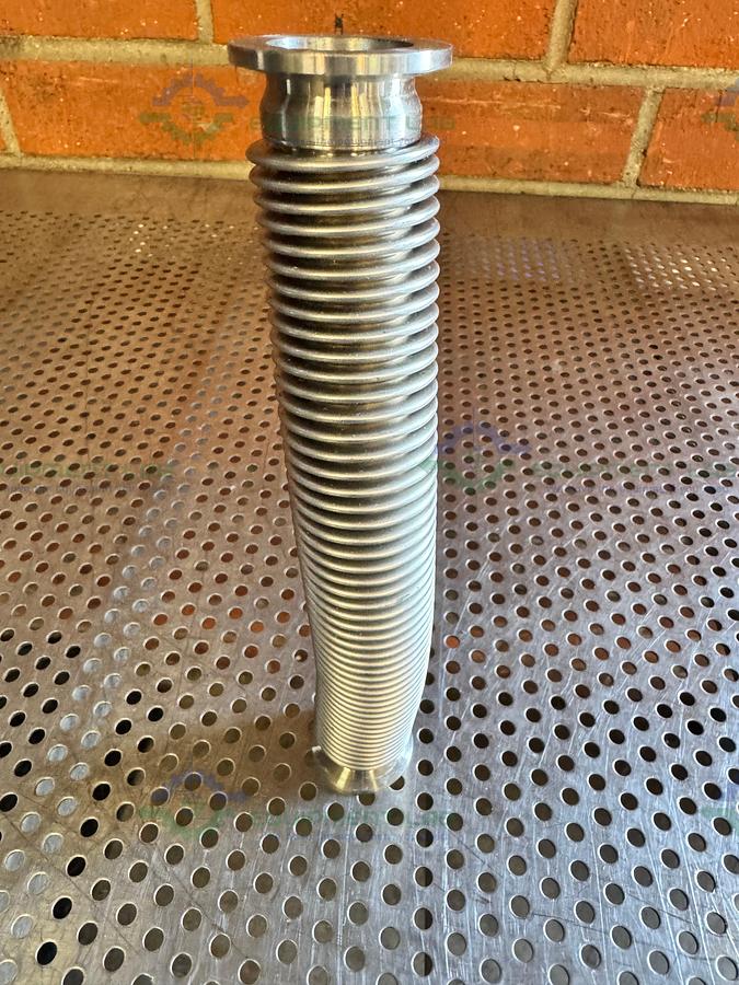 Used Stainless Steel Bellows Flexible Vacuum Hose 10" w/ KF 25 Fitting