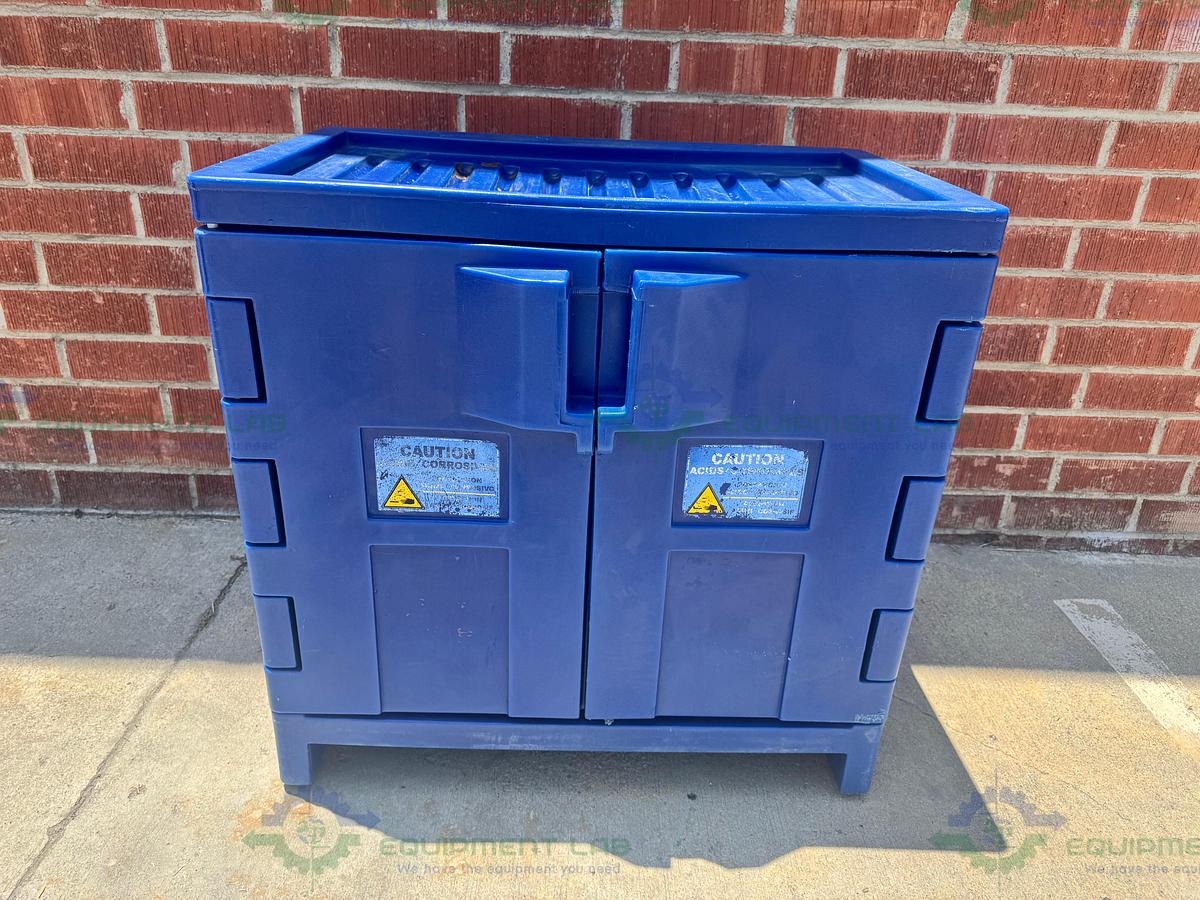 Used Eagle CRA-P22 Poly Acid & Corrosive Safety Cabinet 22 Gallon with Shelves, Buckets