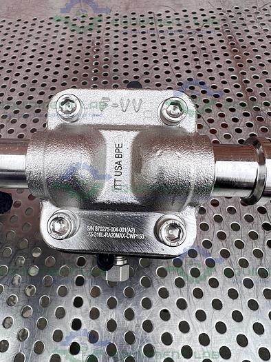 Used ITT Pure Flo  1-316L-RA20MAX 5 -Way Diaphragm Valve w/ 1", 3/4"  Sanitary Fitting