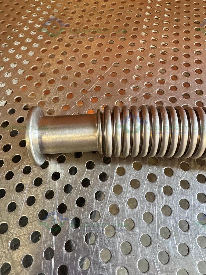 Used Stainless Steel Bellows Flexible Vacuum Hose 12" w/ KF 25 Fitting